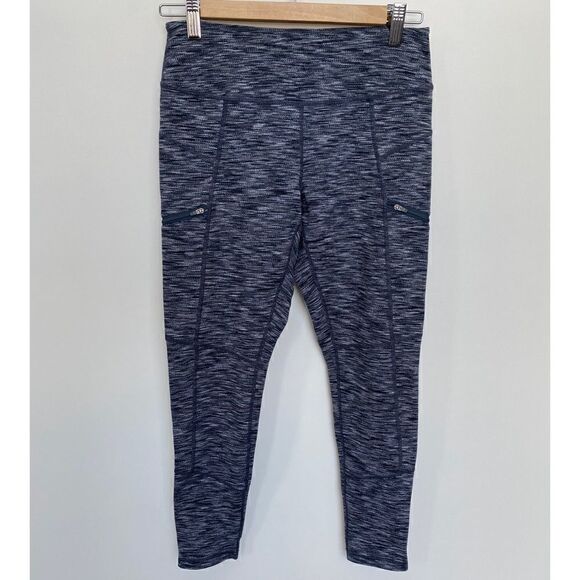 Zella Heathered Blue Zipped Pockets Ankle Leggings - Picture 3 of 9